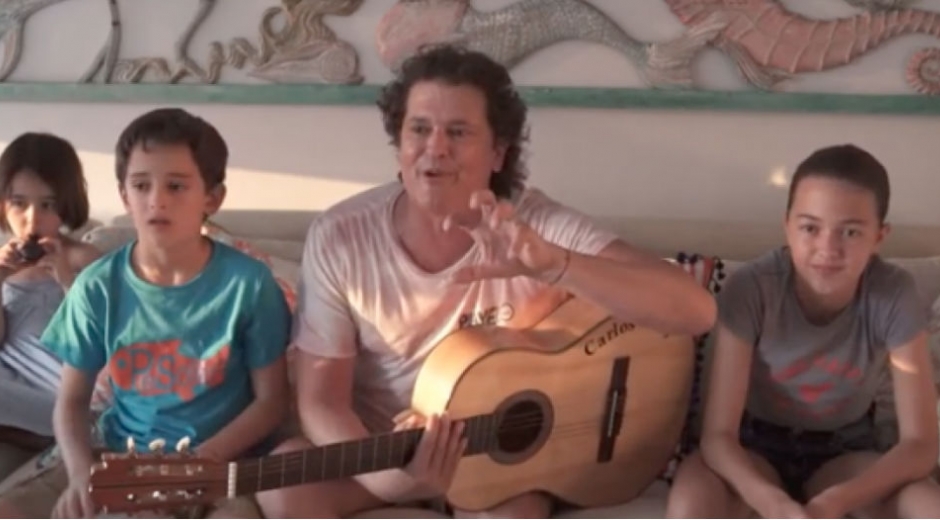 Carlos Vives y sus hijos en cuarentena.