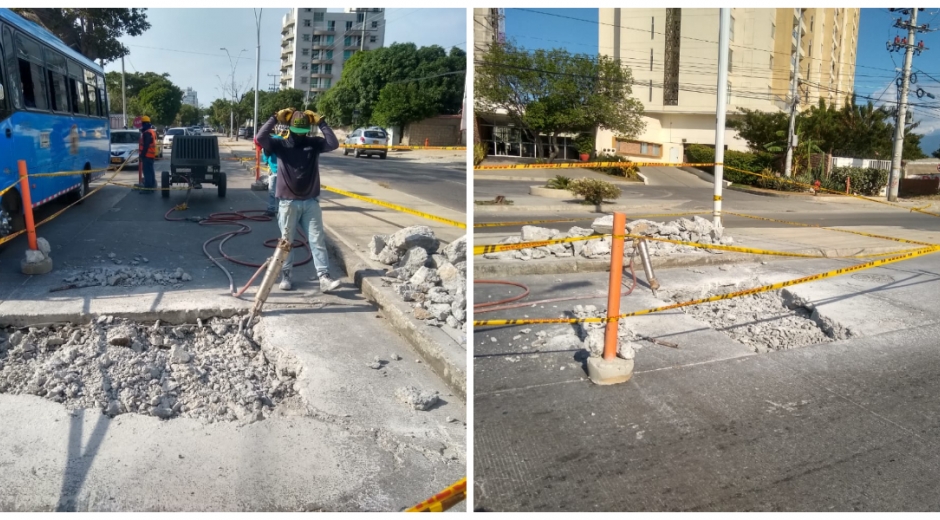 Obreros trabajaron desde este viernes en la tarde en la reparación del hueco en el Mayor.