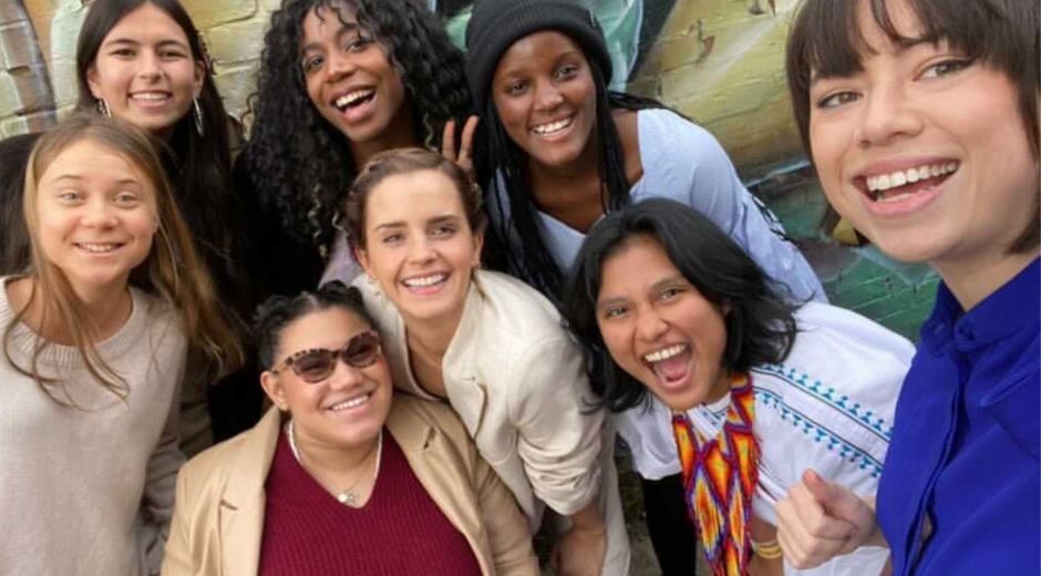 Ati Viviam Villafañe con Emma Watson, Greta Thunberg y otros líderes climáticos.