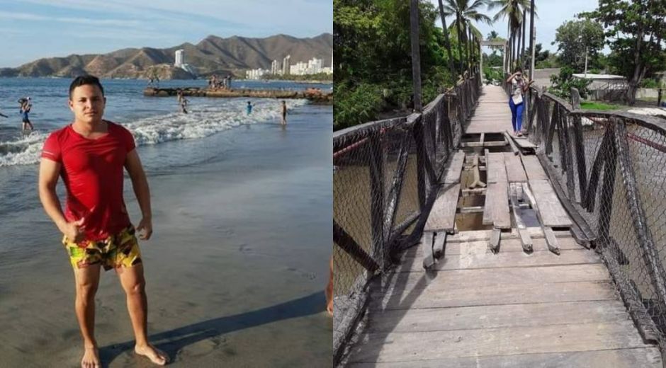 Cortesía. El joven se cayó de un puente en mal estado.