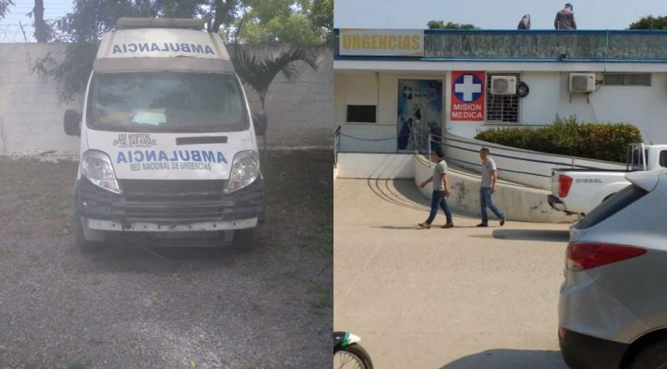 Cortesía. Una de las ambulancias está archivada en el patio del hospital.