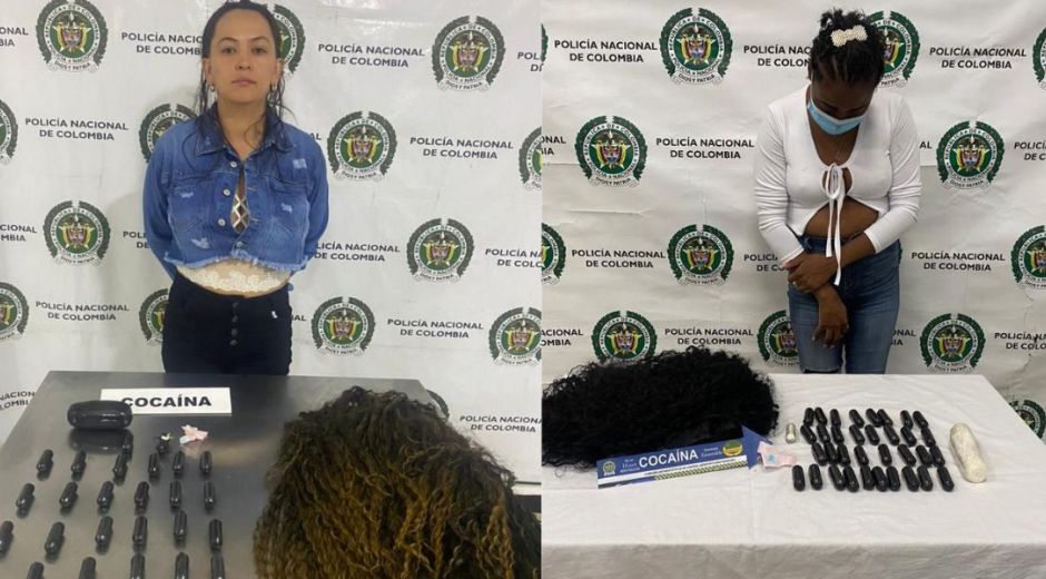 Mujeres capturadas intentando llevar droga en sus extensiones de cabello.