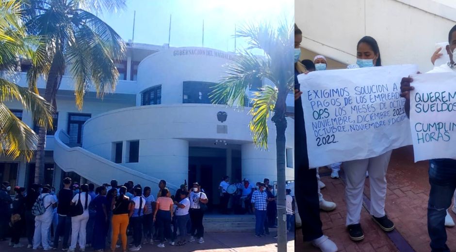 Trabajadores de la salud ante la Gobernación del Magdalena