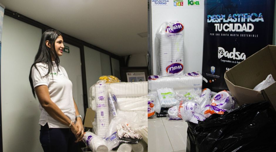 Decomiso de plásticos de un solo uso.