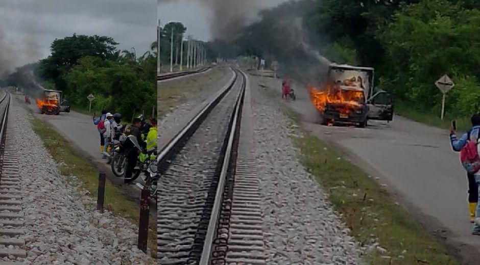 Cortesía. El vehículo fue incinerado en la vía Sevilla - Orihueca.