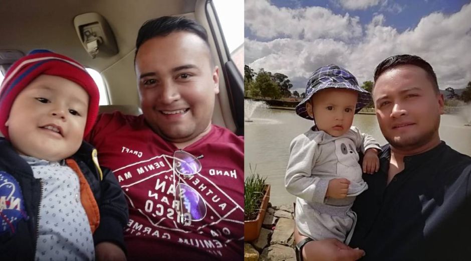 Edwin junto a su pequeño.
