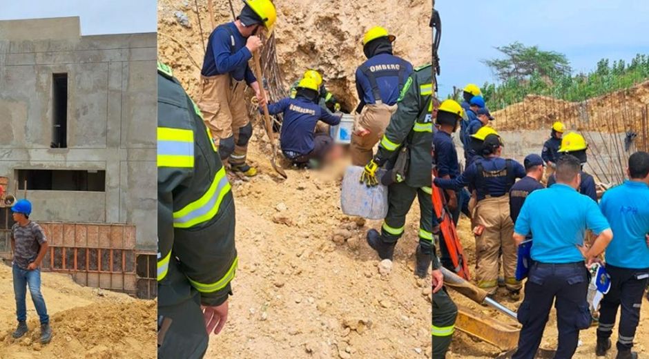 Labores de rescate después del deslizamiento de tierra.