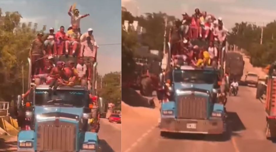 Recientemente un grupo de jóvenes fue captado arriesgando sus vidas al ir en el techo de un vehículo pesado.