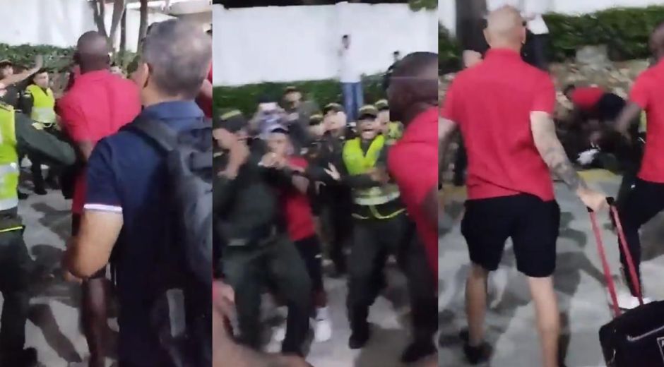 Pelea entre jugadores del América y Policías.