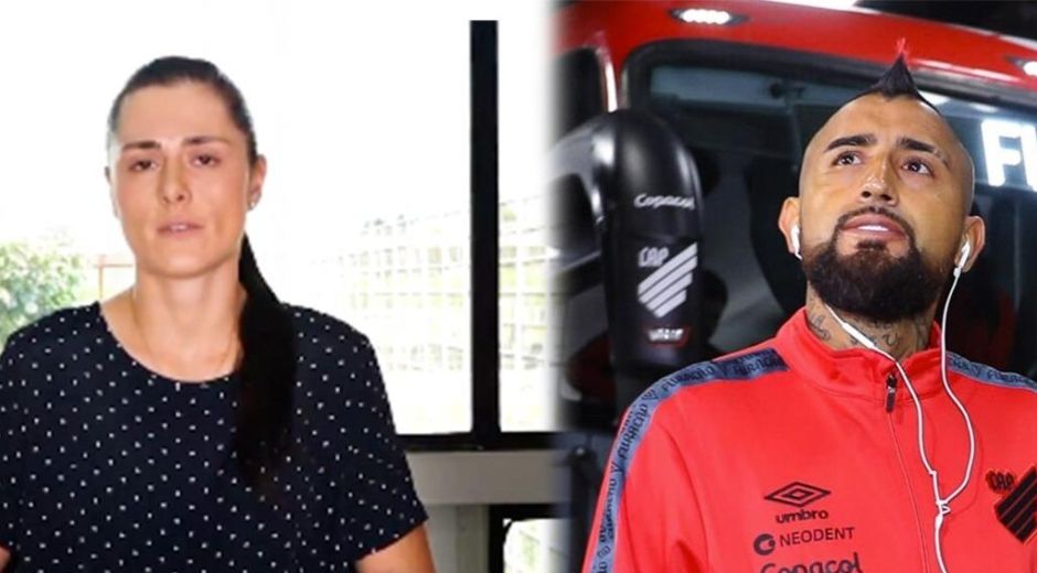 Marcela Gómez, presidenta del América; y Arturo Vidal.