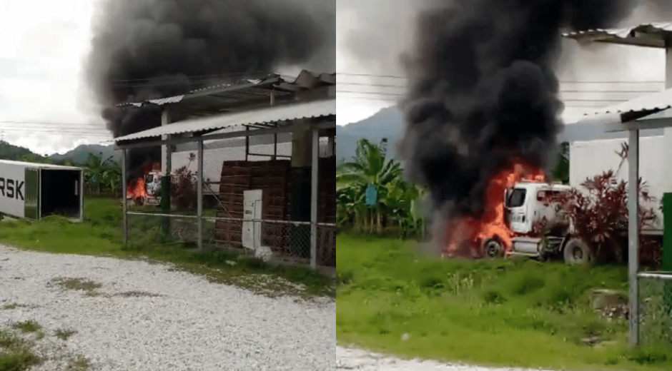 Cortesía Carro transportador se incendió en finca bananera
