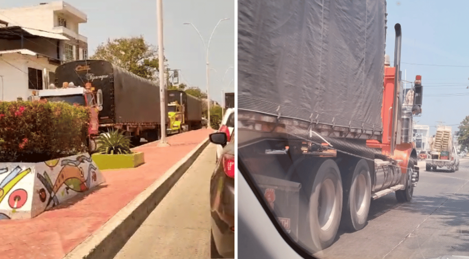 Tractomulas se tomaron la Avenida del Ferrocarril por bloqueos en la Vía Alterna