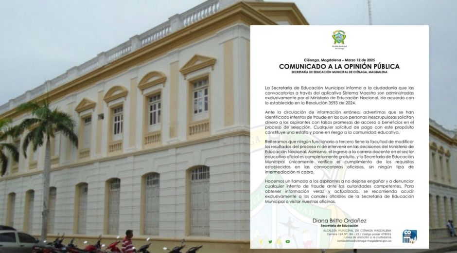 Cortesía Comunicado de la Alcaldía de Ciénaga.