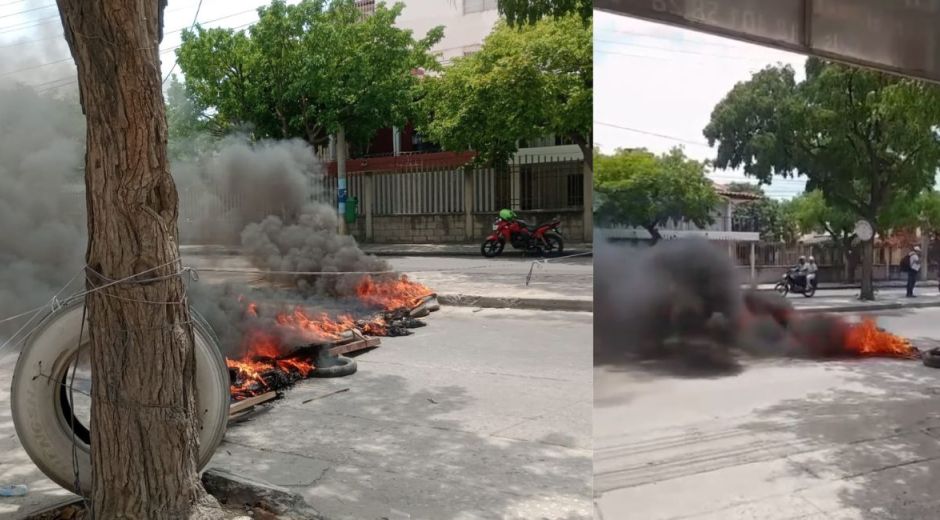Quema de llantas en la avenida del Ferrocarril
