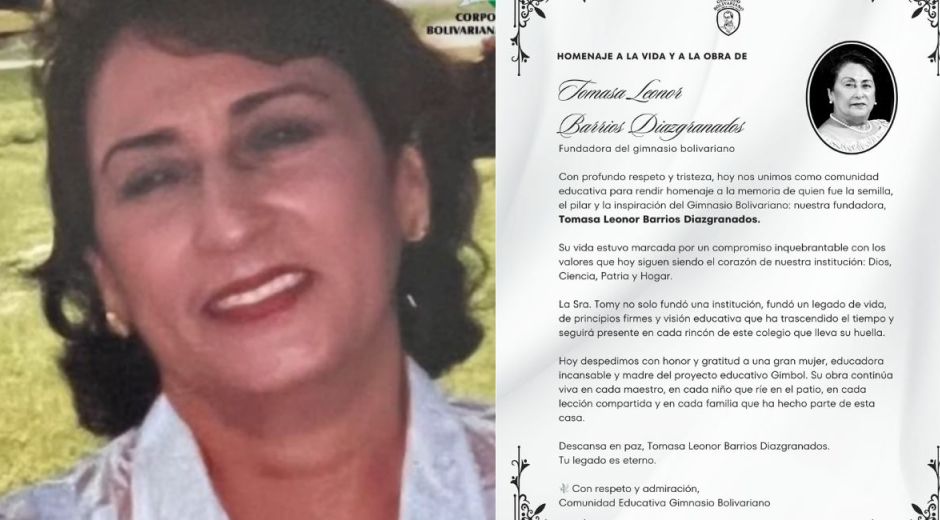 Fallecimiento de la fundadora del Colegio Gimnasio Bolivariano