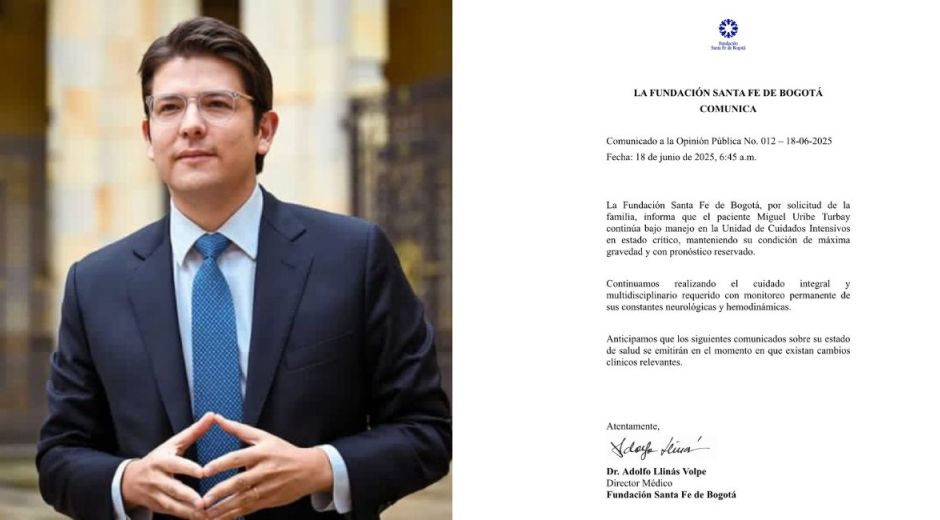 Cortesía Parte médico de Miguel Uribe