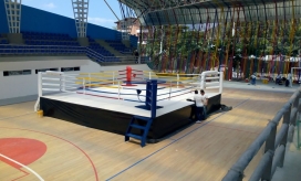 Cuadrilátero de boxeo en el coliseo de Gaira