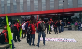 Empleados de la operación terrestre de Avianca protestaron por el traslado injustificado.