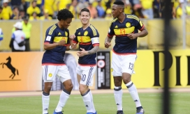 James Rodríguez celebra el primer gol a favor de la Selección.
